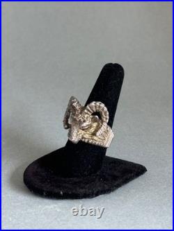 Vintage Large Navajo Sterling Silver Ram Ring. Size 9