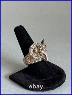 Vintage Large Navajo Sterling Silver Ram Ring. Size 9