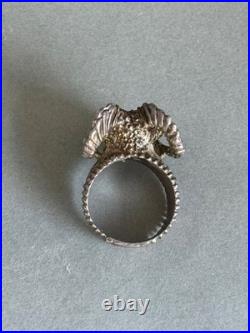 Vintage Large Navajo Sterling Silver Ram Ring. Size 9
