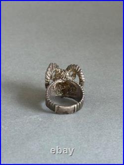 Vintage Large Navajo Sterling Silver Ram Ring. Size 9