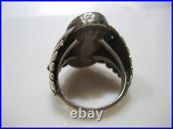 Vintage Large Sterling Silver Turquoise Men's Ring Size 10.5