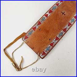 Vintage Leather Beaded Belt Native American Indian 34