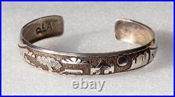 Vintage Len Adakai Navajo PUEBLO STORYTELLER STERLING SILVER Cuff Bracelet