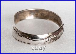 Vintage Len Adakai Navajo PUEBLO STORYTELLER STERLING SILVER Cuff Bracelet