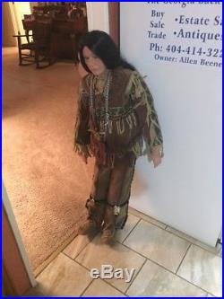 Vintage Life Size Native American Indian Statue Doll Display Prop