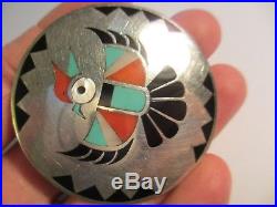 Vintage Lolita Natachu Zuni Indian Sterling Thunderbird Inlaid Stone Pendant/pin