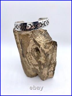 Vintage ME BEGAYE Navajo Native American Sterling Silver Overlay Cuff Bracelet