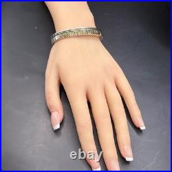 Vintage Mark Jimenez Apache Sterling Silver 14K Gold Cuff Bracelet 6.5 Inch