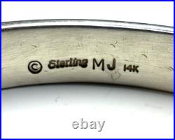 Vintage Mark Jimenez Apache Sterling Silver 14K Gold Cuff Bracelet 6.5 Inch
