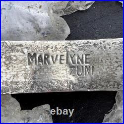 Vintage Marvelyne L. Cheama Native American Silver Turquoise & Coral Bracelet
