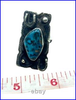Vintage Mens Horseshoe Sterling silver turquoise Native American Ring size 11