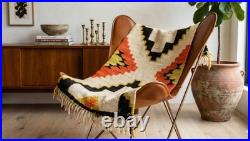 Vintage Mid-20th Century Navajo-Style Geometric Wool Rug / Saddle Blanket