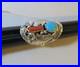 Vintage Mike Thomas Jr Navajo Turquoise, Coral & Sterling Ring Size 11 1/4