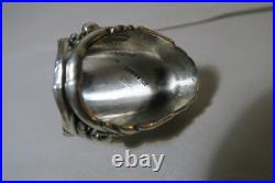 Vintage Mike Thomas Jr Navajo Turquoise, Coral & Sterling Ring Size 11 1/4