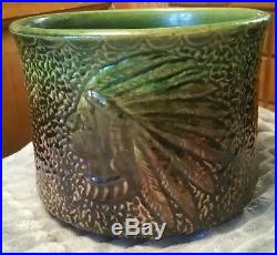 Vintage Minty Brush Mccoy Art Pottery Native American Indian Jardiniere Vase