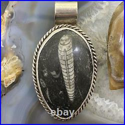 Vintage Moroccan Fossil Sterling Silver Unisex Pendant