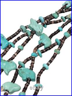 Vintage Multi-Strand Turquoise Animal Fetish Heishi Necklace Native American Vintage Multi-Strand Turquoise Animal Fetish Heishi Necklace Native American