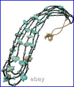 Vintage Multi-Strand Turquoise Animal Fetish Heishi Necklace Native American