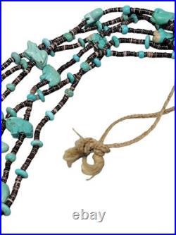 Vintage Multi-Strand Turquoise Animal Fetish Heishi Necklace Native American