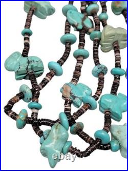 Vintage Multi-Strand Turquoise Animal Fetish Heishi Necklace Native American Vintage Multi-Strand Turquoise Animal Fetish Heishi Necklace Native American