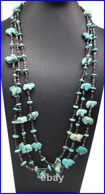 Vintage Multi-Strand Turquoise Animal Fetish Heishi Necklace Native American Vintage Multi-Strand Turquoise Animal Fetish Heishi Necklace Native American