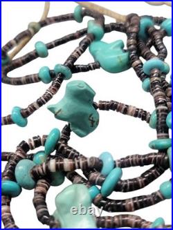 Vintage Multi-Strand Turquoise Animal Fetish Heishi Necklace Native American