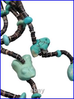 Vintage Multi-Strand Turquoise Animal Fetish Heishi Necklace Native American