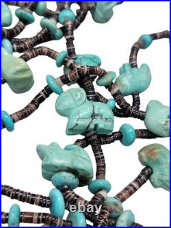 Vintage Multi-Strand Turquoise Animal Fetish Heishi Necklace Native American Vintage Multi-Strand Turquoise Animal Fetish Heishi Necklace Native American