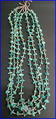 Vintage Muti Strand Turquoise and Heishi Native American Santo Domingo Necklace