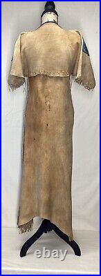 Vintage NATIVE AMERICAN Floral Deerskin Buckskin Dress Heavily Beaded Fringe