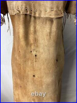Vintage NATIVE AMERICAN Floral Deerskin Buckskin Dress Heavily Beaded Fringe