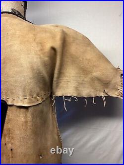 Vintage NATIVE AMERICAN Floral Deerskin Buckskin Dress Heavily Beaded Fringe