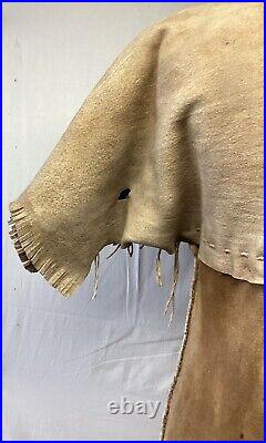 Vintage NATIVE AMERICAN Floral Deerskin Buckskin Dress Heavily Beaded Fringe