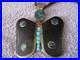 Vintage NATIVE AMERICAN Large Butterfly Onyx Abalone Turquoise Necklace STAMP RL