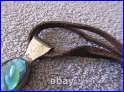 Vintage NATIVE AMERICAN Large Butterfly Onyx Abalone Turquoise Necklace STAMP RL