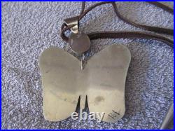 Vintage NATIVE AMERICAN Large Butterfly Onyx Abalone Turquoise Necklace STAMP RL