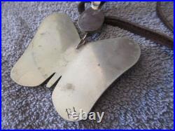Vintage NATIVE AMERICAN Large Butterfly Onyx Abalone Turquoise Necklace STAMP RL