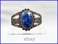 Vintage NATIVE AMERICAN NAVAJO LAPIS STAMPED CUFF BRACELET