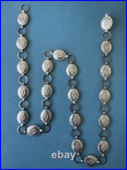 Vintage NATIVE AMERICAN Navajo Handmade Nickel Silver Concho Belt Size 30