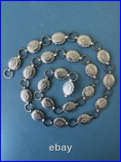 Vintage NATIVE AMERICAN Navajo Handmade Nickel Silver Concho Belt Size 30