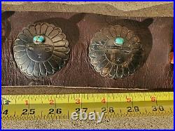 Vintage NAVAJO Silver sunface Turquoise Nugget Concho Belt Buckle artist signed