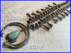 Vintage NAVAJO Single Strand SterlingSilver Saucer Beads SQUASH BLOSSOM Necklace