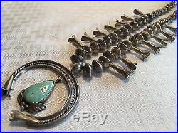 Vintage NAVAJO Single Strand SterlingSilver Saucer Beads SQUASH BLOSSOM Necklace