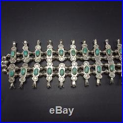 Vintage NAVAJO Sterling Silver Box Bow & Turquoise SQUASH BLOSSOM Necklace