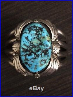 Vintage NAVAJO Sterling Silver Moreno Turquoise Cuff Bracelet-Stunning