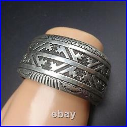 Vintage NAVAJO Sterling Silver Overlay Cuff BRACELET by TOMMY and ROSITA SINGER