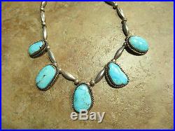 Vintage NAVAJO Sterling Silver PREMIUM Turquoise Melon Bead Necklace