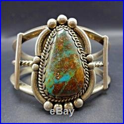 Vintage NAVAJO Sterling Silver & ROYSTON TURQUOISE Cuff BRACELET 65.9g