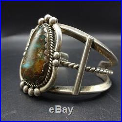 Vintage NAVAJO Sterling Silver & ROYSTON TURQUOISE Cuff BRACELET 65.9g