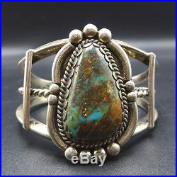 Vintage NAVAJO Sterling Silver & ROYSTON TURQUOISE Cuff BRACELET 65.9g